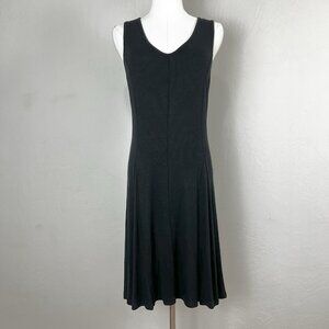 Toad & Co‎ Dress Daisy Rib Sleeveless Tank Black Swing Lyocell Knee Size Medium